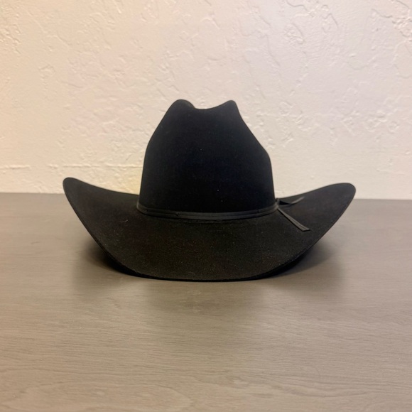 Vintage Resistol 3X Genuine Fur Felt Cowboy Hat Black Size 7 1/2 Made in Texas - Picture 4 of 11